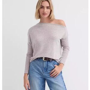 LOFT Off-Shoulder Sweater - Soft Gray